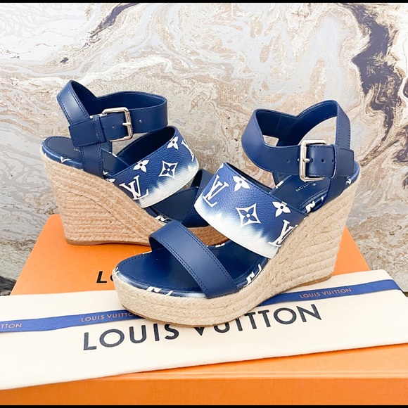 Sold! New! Louis Vuitton Monogram Escale Starboard Wedge Sandal - Picture 9 of 10